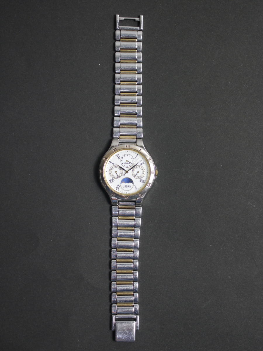 セイコー SEIKO アルバ ALBA URBAN クォーツ 3針 デイデイト 純正ベルト V33F-6B90 男性用 メンズ 腕時計 W603 稼働品_画像5