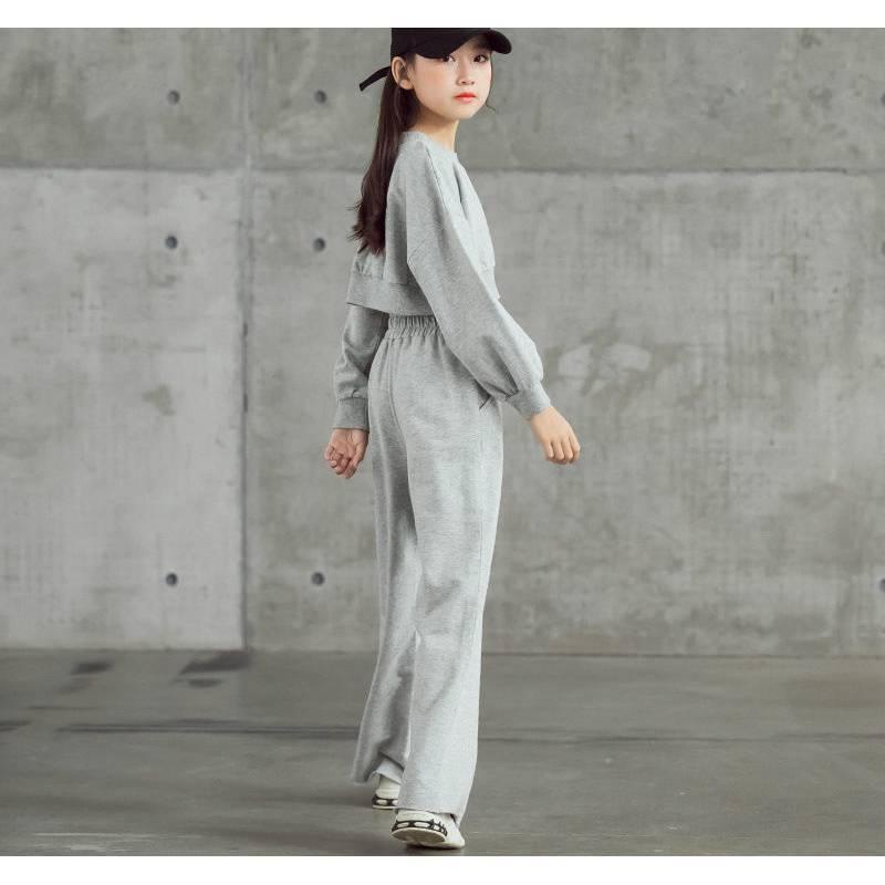  sweat Parker setup top and bottom 140 Dance Korea child clothes gray 