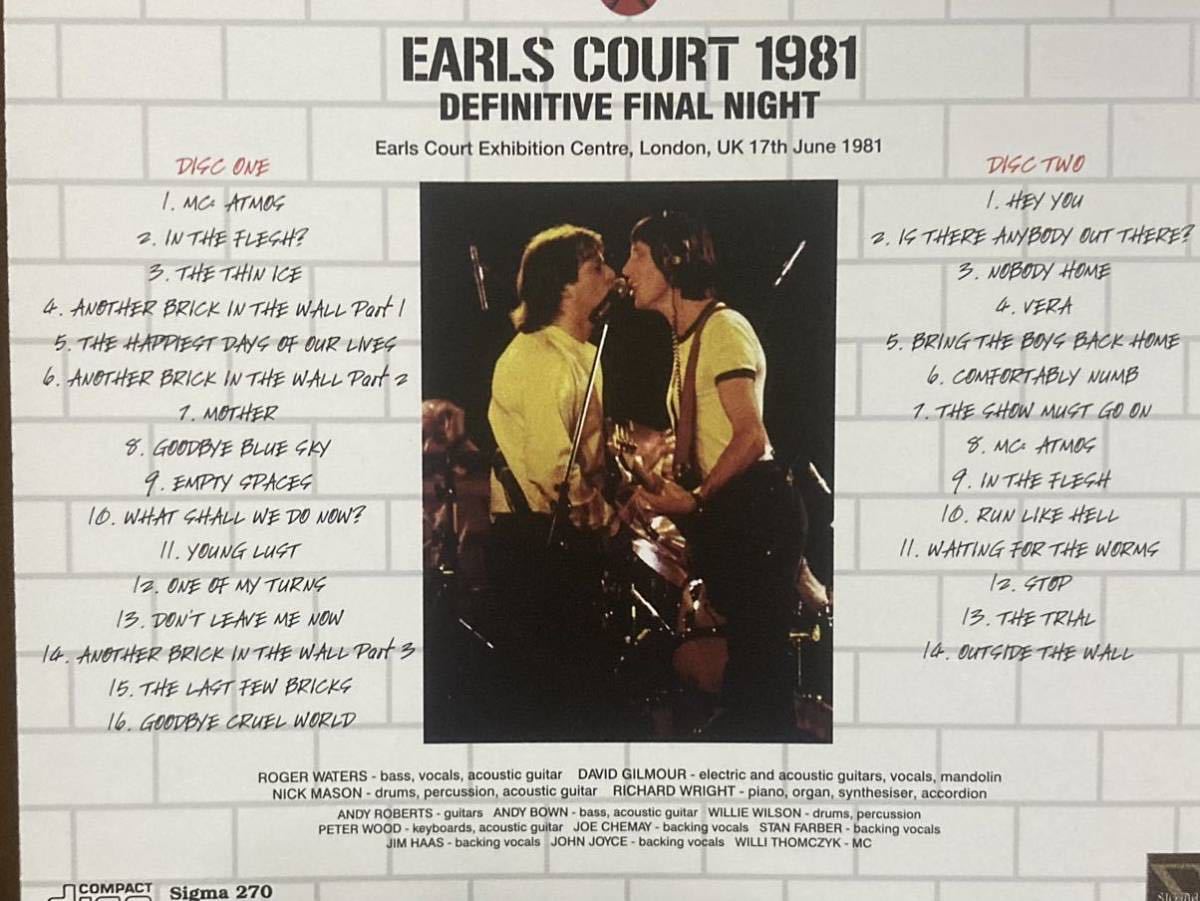 【 年末処分 】PINK FLOYD ピンクフロイド / THE WALL - EARLS COURT 1981 DEFINITIVE FINAL NIGHT 2CD_画像4