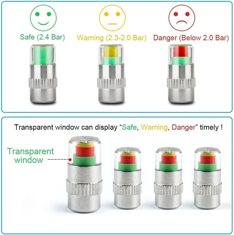 【４個セット】タイヤ空気圧監視 バルブキャップ センサー 汎用 タイヤ空気圧測 タイヤ圧力モニター3色
