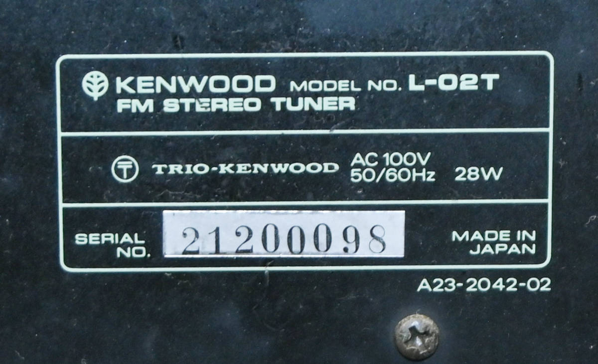 M618 KENWOOD L-02T FMステレオチューナー 元箱入 取説付 動作品 1ヶ月冷暗所保管_画像4