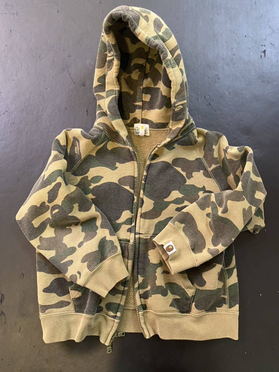 a bathing ape bape エイプ アベイシングエイプ ベイプジップアップ カモフラ カモ パーカー キッズ_画像1