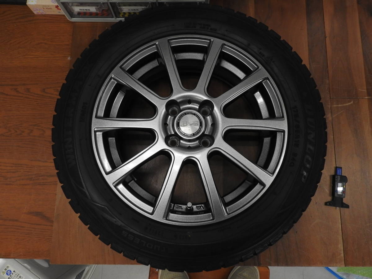 BIGWAY B-win★15インチアルミホイール 15×5 1/2J PCD100 4穴／DUNLOP WINTER MAXX 175/65R15 スタッドレスタイヤ4本セット★中古品 NR707_画像8