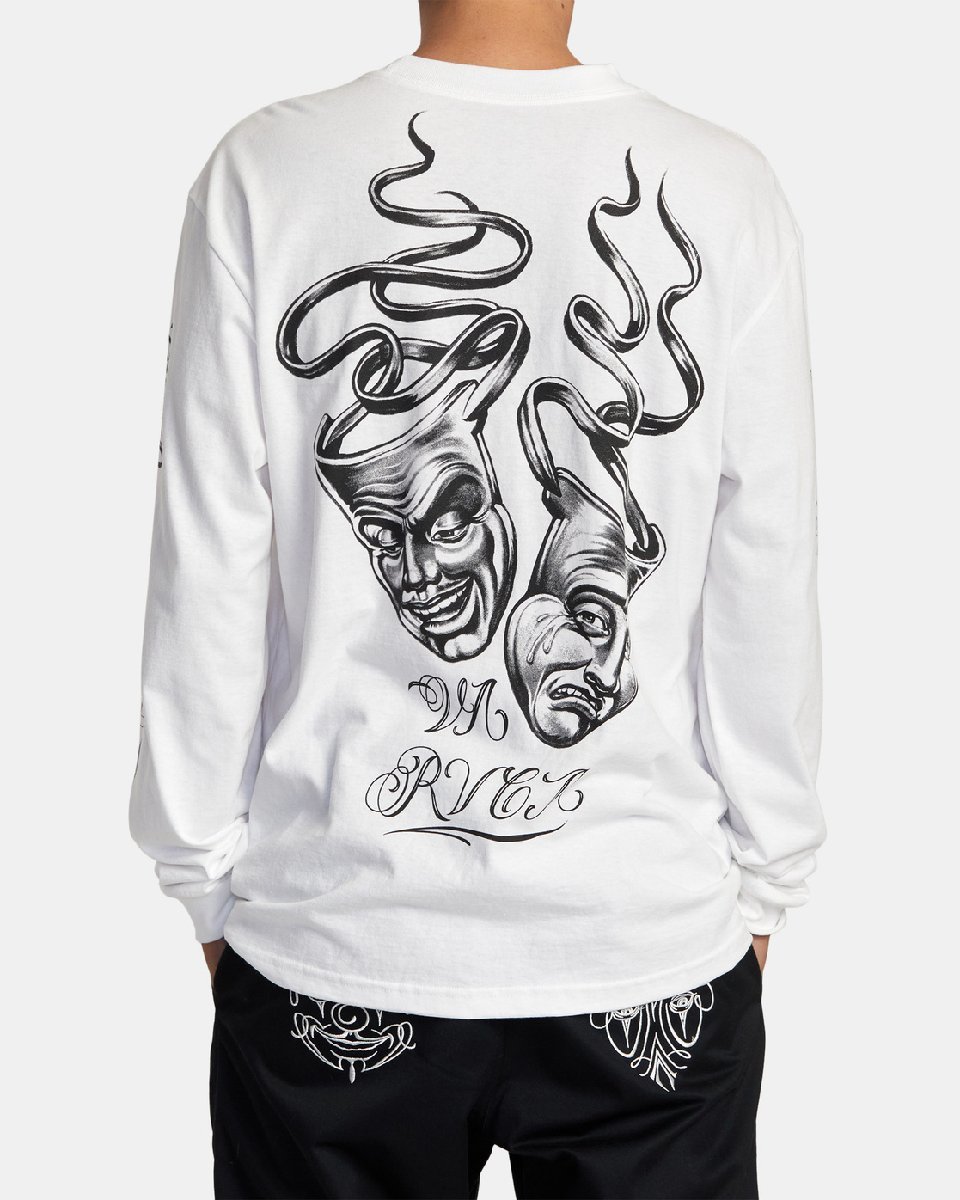 MISTER CARTOON RVCA LAUGH NOW LONG SLEEVE TEE WHITE M ミスターカートゥーン ルーカ ラフ ロングスリーブ Tシャツ ロンT ホワイト 白 面