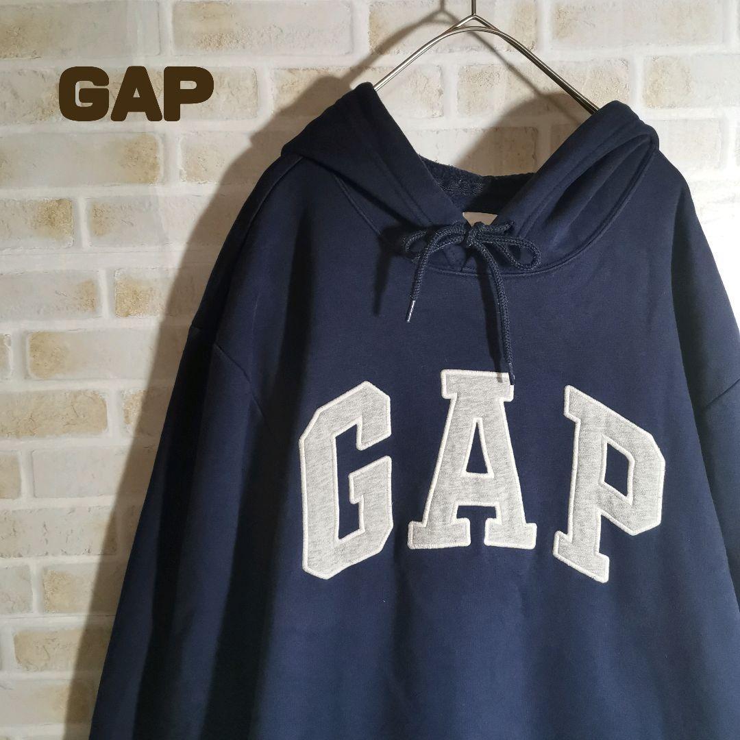 堅実な究極の ギャップ GAP センターロゴ ネイビー プルオーバー