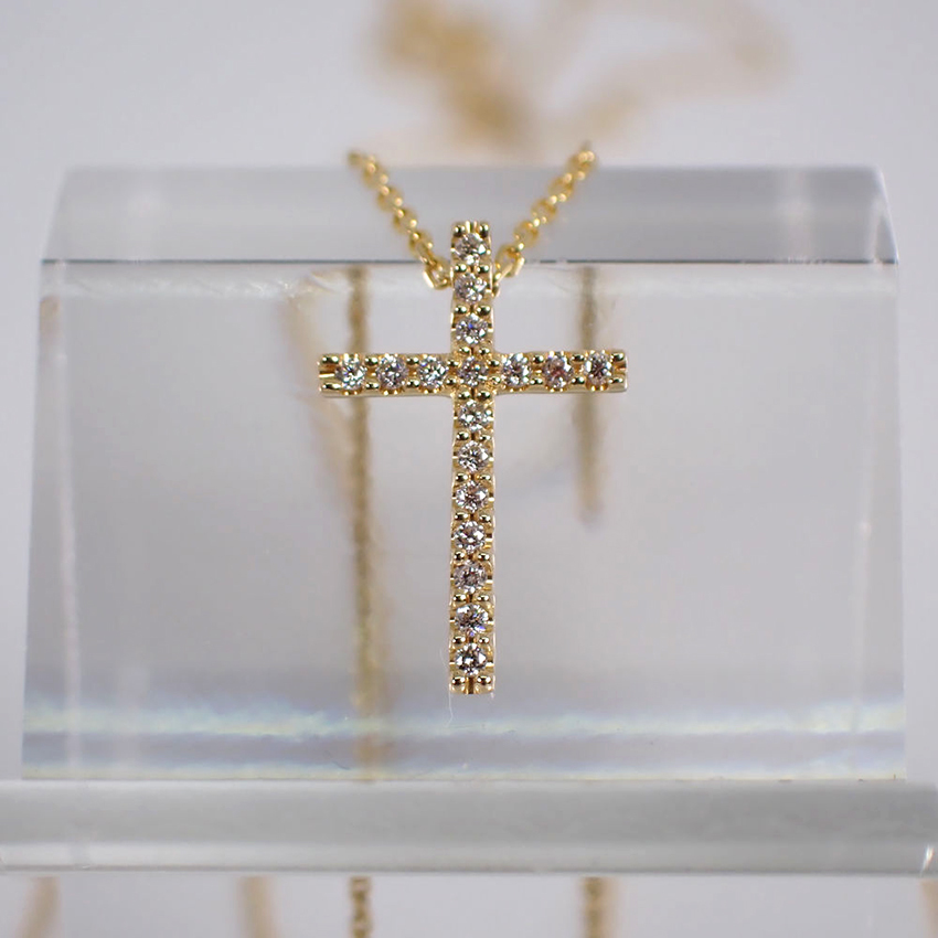 【中古】Star Jewelry/スタージュエリー K18 ダイヤモンド クロス ネックレス/ペンダント[g205-76］_画像4