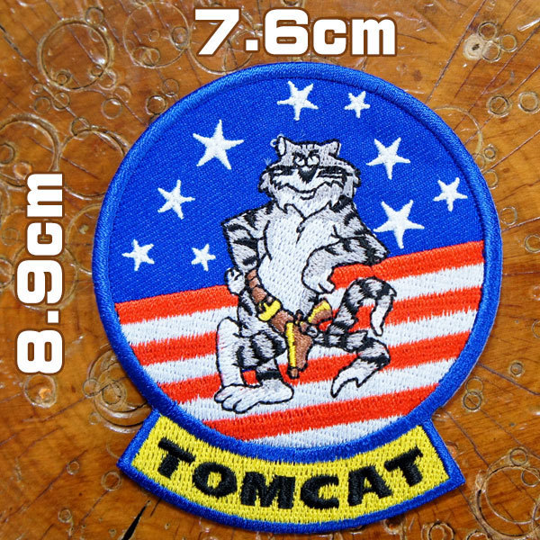 ミリタリーワッペン【TOMCAT・トムキャット】アイロン接着 F-14 青 エアフォース アメリカ空軍 トップガン 猫 軍物 アメカジ パッチ MA-1_画像1