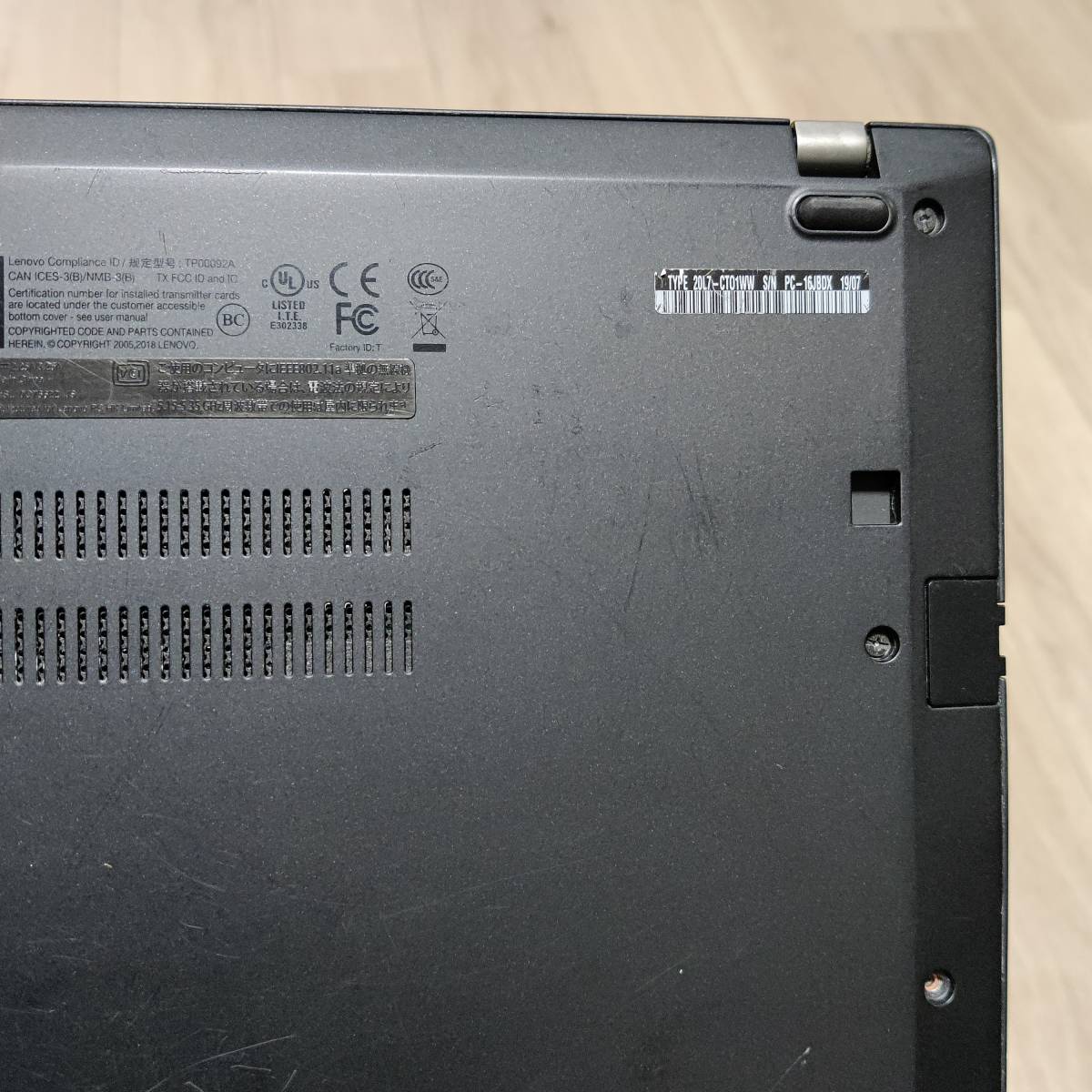 【KWNKAS】Lenovo ThinkPad T480s core i7 8650U 8GB 本体のみ ジャンク JUNK_画像3