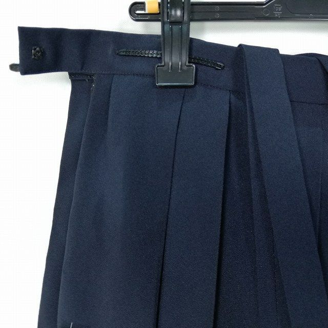 1円 スクールスカート 大きいサイズ 夏物 w80-丈66 紺 中学 高校 プリーツ 学生服 制服 女子 中古 HK7106_画像3