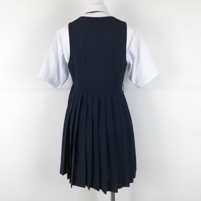 1円 ジャンスカミニ 紐タイ バスト78 ウエスト70 カンコー 夏物 女子 学生服 中学 高校 紺 制服 中古 ランクC NA8036_画像2