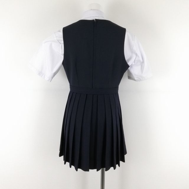 1円 ジャンスカミニ 紐タイ バスト86 ウエスト72 冬物 女子 学生服 中学 高校 紺 制服 中古 ランクC NA8083_画像2