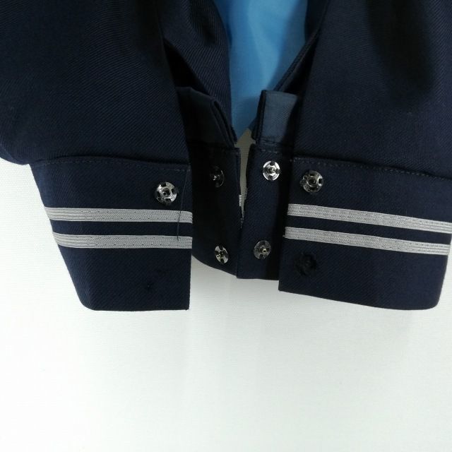 1円 セーラー服 スカート スカーフ 上下3点セット 130 冬物 グレー2本線 女子 学生服 東京武蔵野東中学 紺 制服 中古 ランクB NA9137_画像4