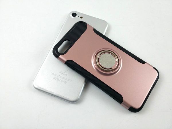 iPhone 7/8用ケース 落下防止リング付き スタンド ソフトカバー ストラップ対応 ローズゴールド_画像7