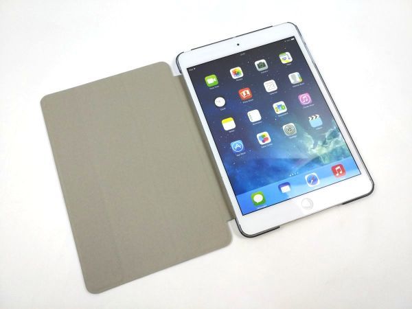 iPad mini1/2/3用 カバー PUレザー+ハードケース 三折 スタンド 薄型 ブルー_画像3