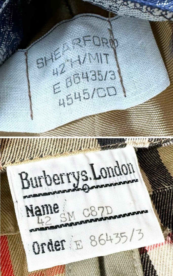 80s 英国製 Burberrys バーバリー SHEARFORD シングル ステンカラー コート 裏地ノバチェック柄 ライナー付 42 S～M ベージュ ヴィンテージ_画像10