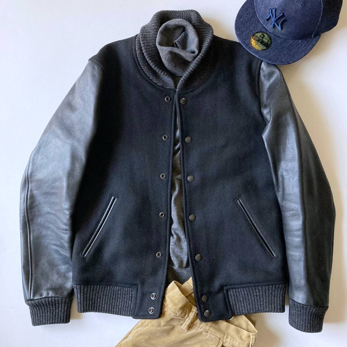 美品 AMERICAN RAG CIE アメリカンラグシー 袖レザー メルトン 美品 AMERICAN RAG CIE アメリカンラグシー 袖レザー メルトン