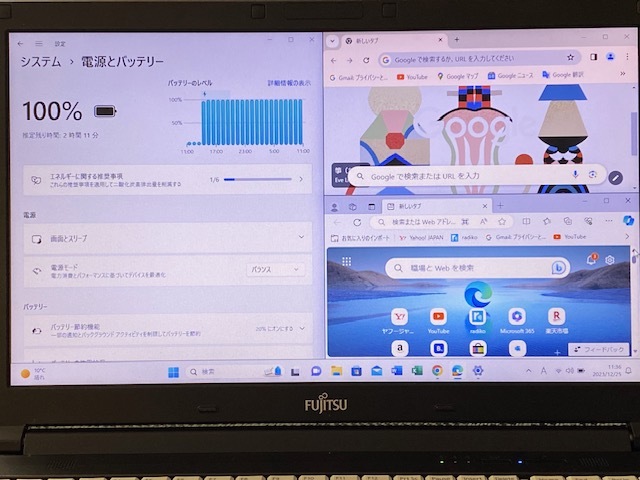 ④FUjiTSU LIFEBOOK A577/SX 第7世代CPU Corei5-7300U @2.60GHz 増設12GB 新品大容量SSD512GB Windows11Pro 15.6型 テンキー office365_MS　Edge/Googleインスト　B/T：2時間11分