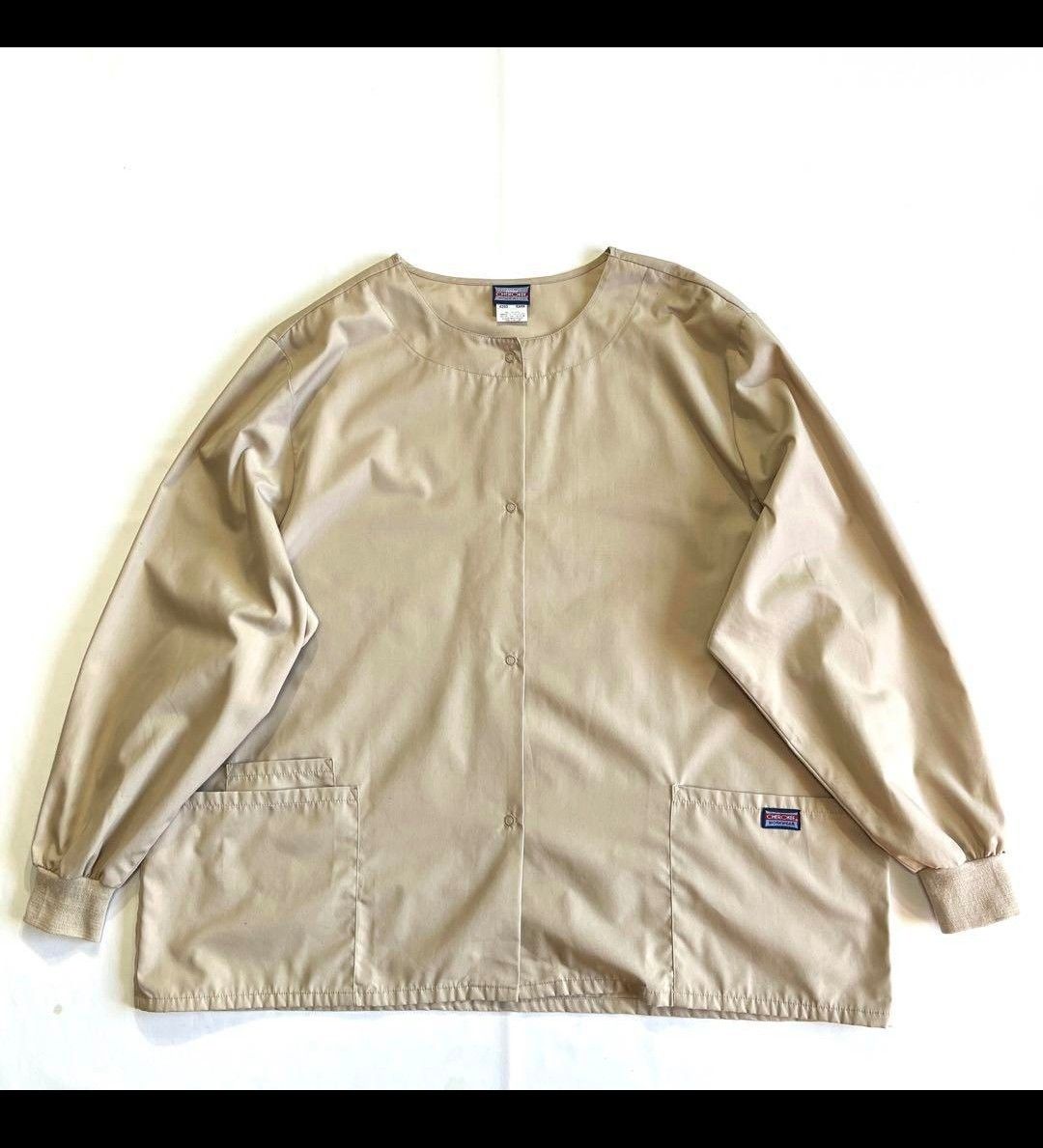 90s CHEROKEE ノーカラー シャツ 2XL ベージュ ビンテージ