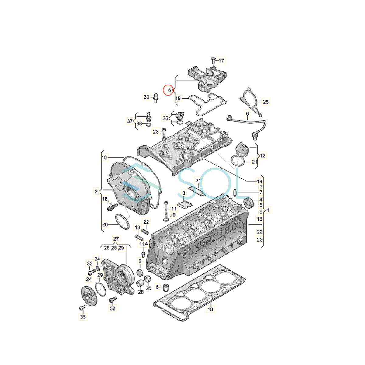 VW ゴルフ5(1K1 1K5) ゴルフ6(5K1 AJ5) イオス(1F7 1F8) ビートル(5C1 5C2) ティグアン(5N_) オイルセパレーター ガスケット付 06H103495AH_画像4