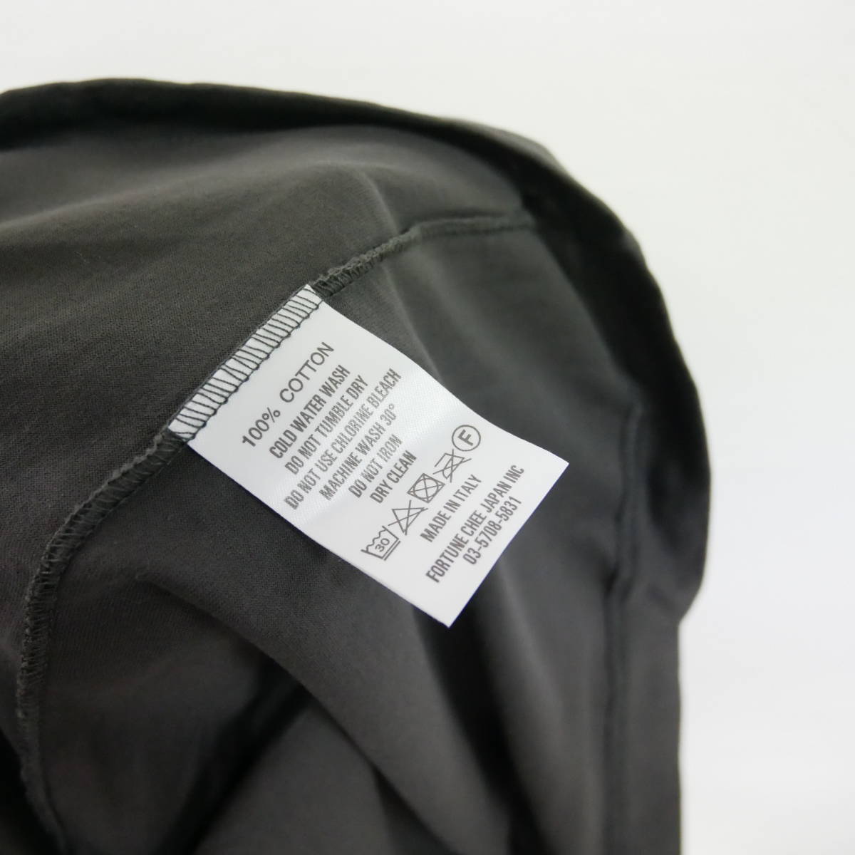 【1円】試着 国内正規 イタリア製 gicipi ジチピ クルーネックTシャツ ポケット 上質コットン CHARCOAL チャコール 墨黒 5_画像5