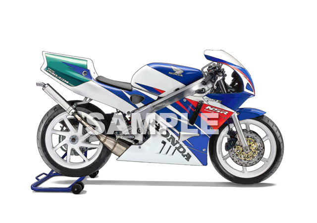 即決送料無料　ホンダNSR250R(青／赤／1996年SE) バイクグラフィック額付きインテリア雑貨 MC28 チャンバー_青