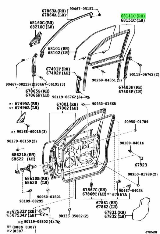 トヨタ TOYOTA セルシオ UCF3# フロントガラスラン 左右 Genuine Toyota RUN FRONT DOOR GLASS RH LH 3UZ-FE Lexus LS430 JDM NEW 新品_画像2