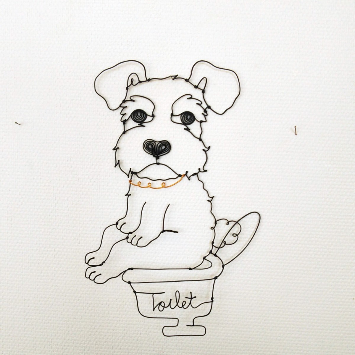 おトイレしているシュナウザーのワイヤーアート◎愛犬を癒しのインテリアに_画像1