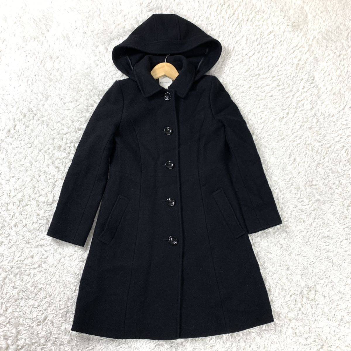  Kumikyoku hood long coat black wool Anne golaS2 YA5506