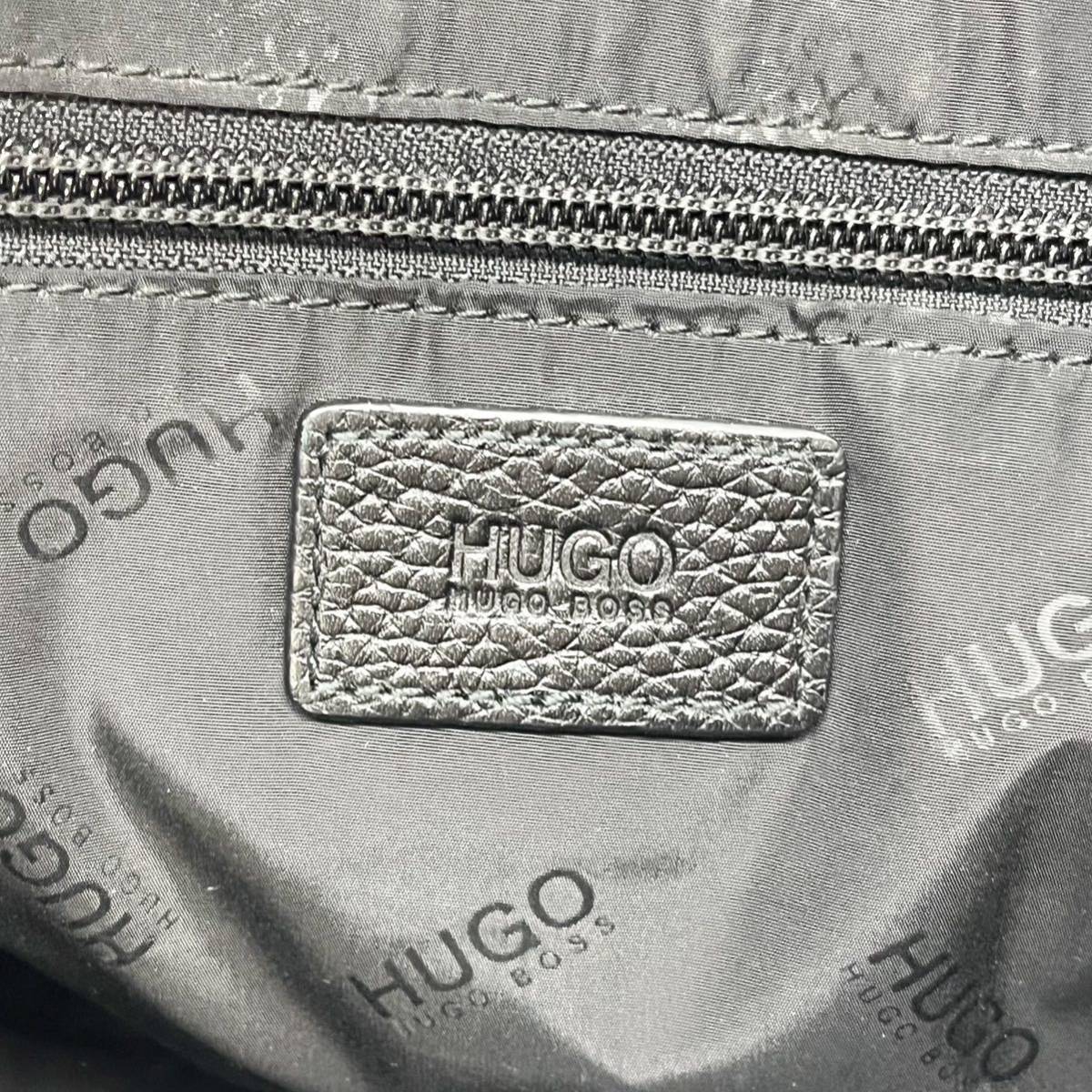 ヒューゴボス HUGO BOSS シボ革 2way 本革レザー ビジネスバッグ 自立型 ブリーフケース ブラック 黒 メンズ ショルダーバッグ 大容量 A4可_画像10