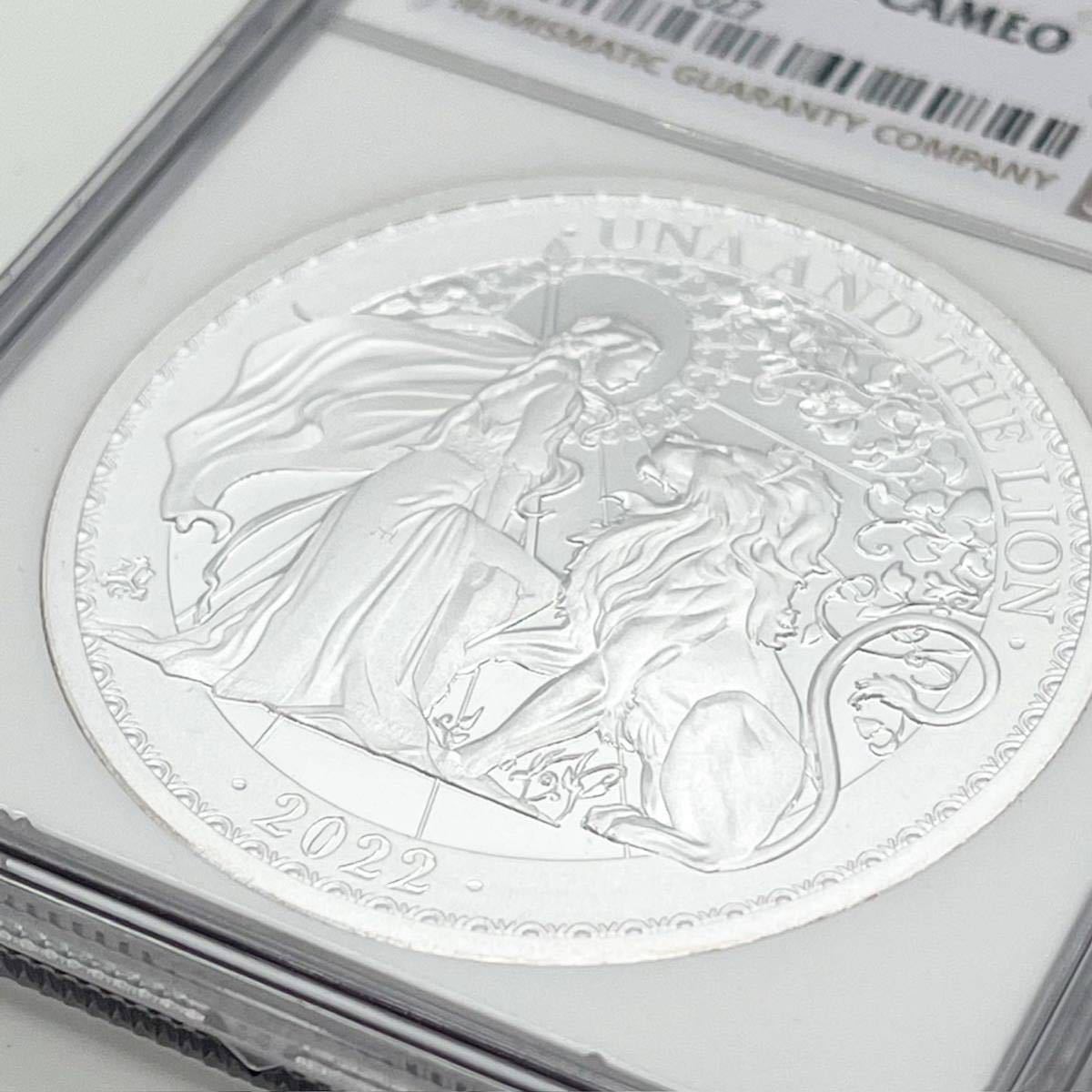 2oz NGC70鑑定PF70 2022年 イギリス領セントヘレナ造幣局 ウナとライオン 2オンス銀貨 シルバープルーフコイン エリザベス女王_画像7