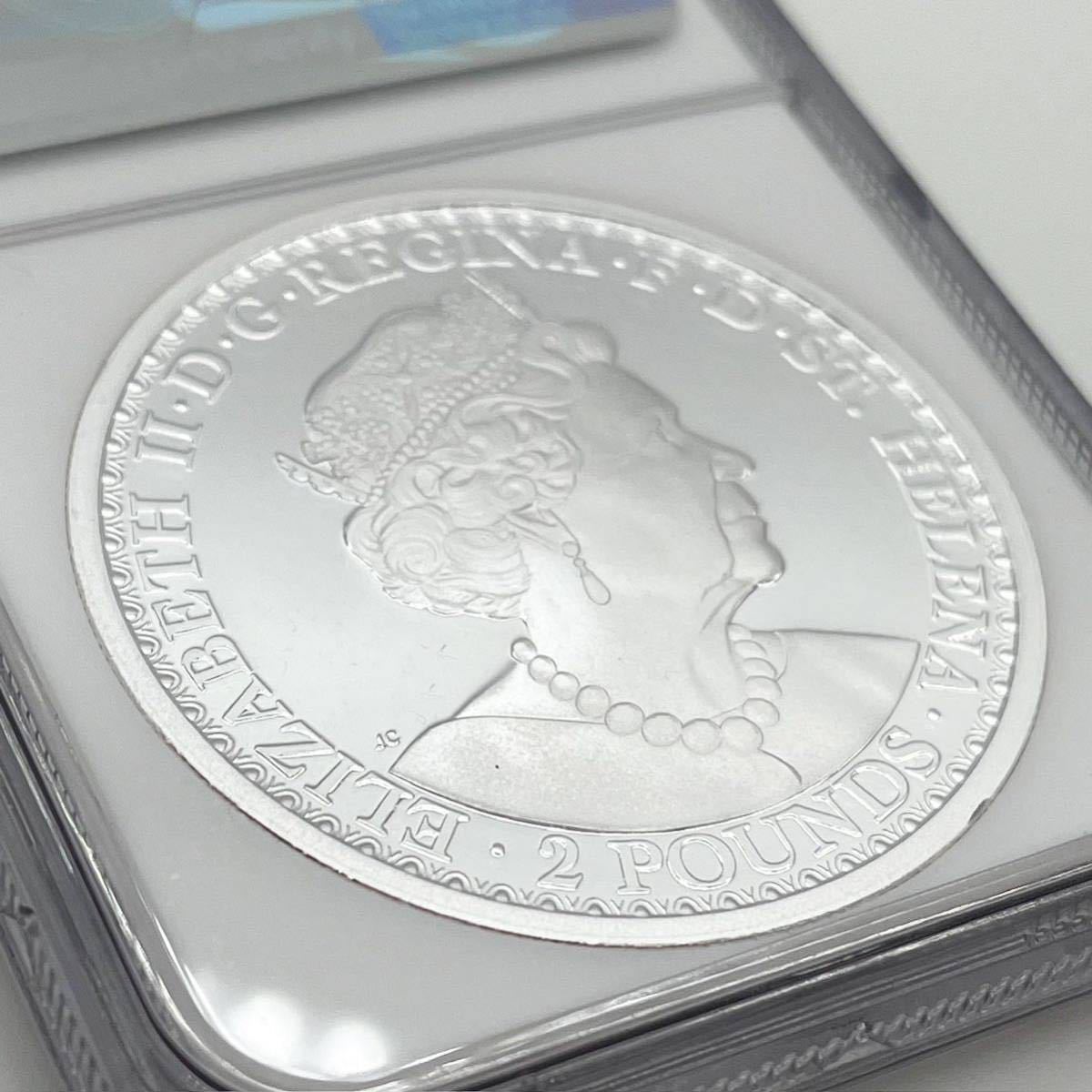 2oz NGC70鑑定PF70 2022年 イギリス領セントヘレナ造幣局 ウナとライオン 2オンス銀貨 シルバープルーフコイン エリザベス女王_画像10