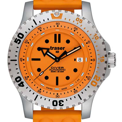 【新品・高級品】機械式腕時計 traser トレーサー H3 ETAダイバー自動巻 オレンジ ダイバーズウォッチ P6602.P58.F4A.09