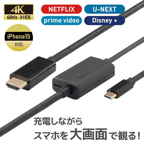 ラトックシステム USB Type-C to HDMI 変換ケーブル(PD対応・5m) RS-UCHD4K60-5M_画像3