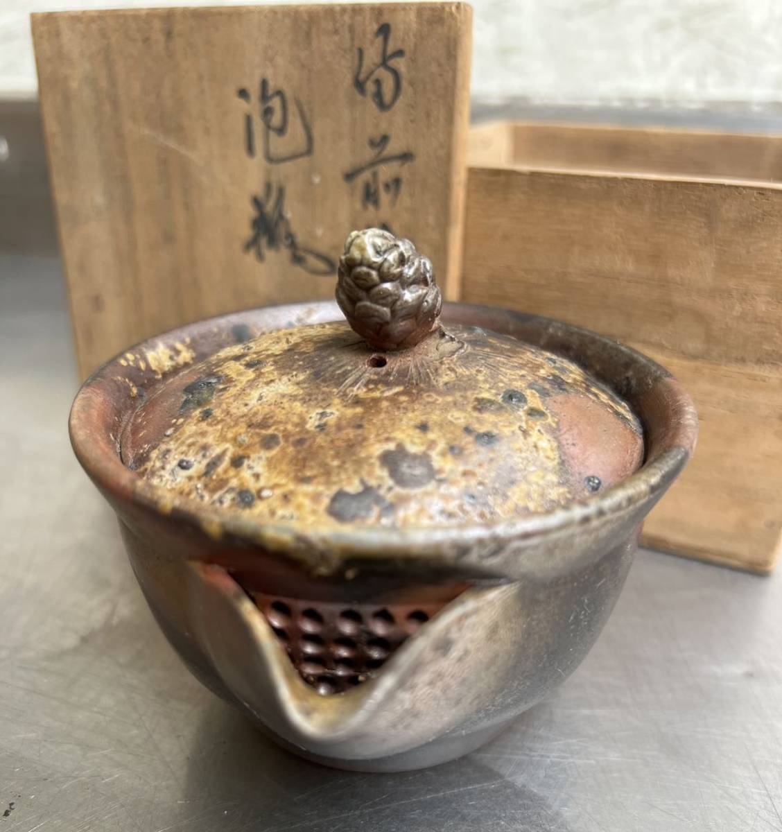 うぶだし品　桐箱入り　備前焼 小西陶古 宝瓶 煎茶道具 急須 茶壷 茶器 古美術_画像1