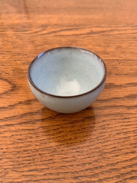 * collection liquidation * celadon. popular author *.. table .* flour blue large sake cup ( also box ) Kyoyaki 