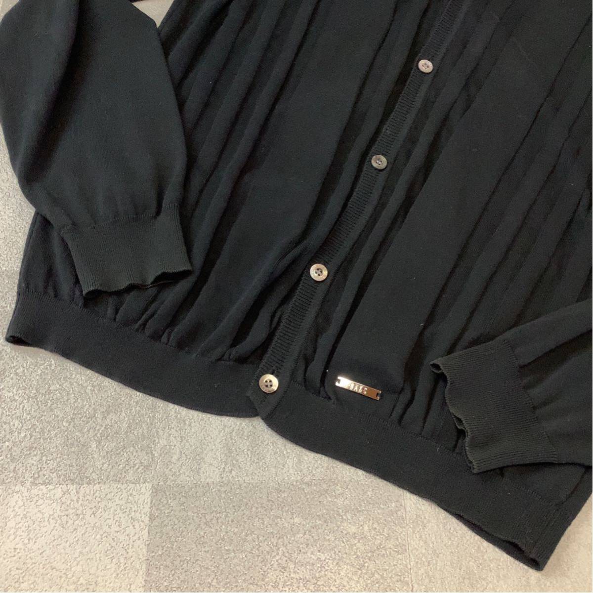 DAKS GOLF ダックスゴルフ ストライプ コットン ニットカーディガン メンズ Mサイズ ブラック_画像4