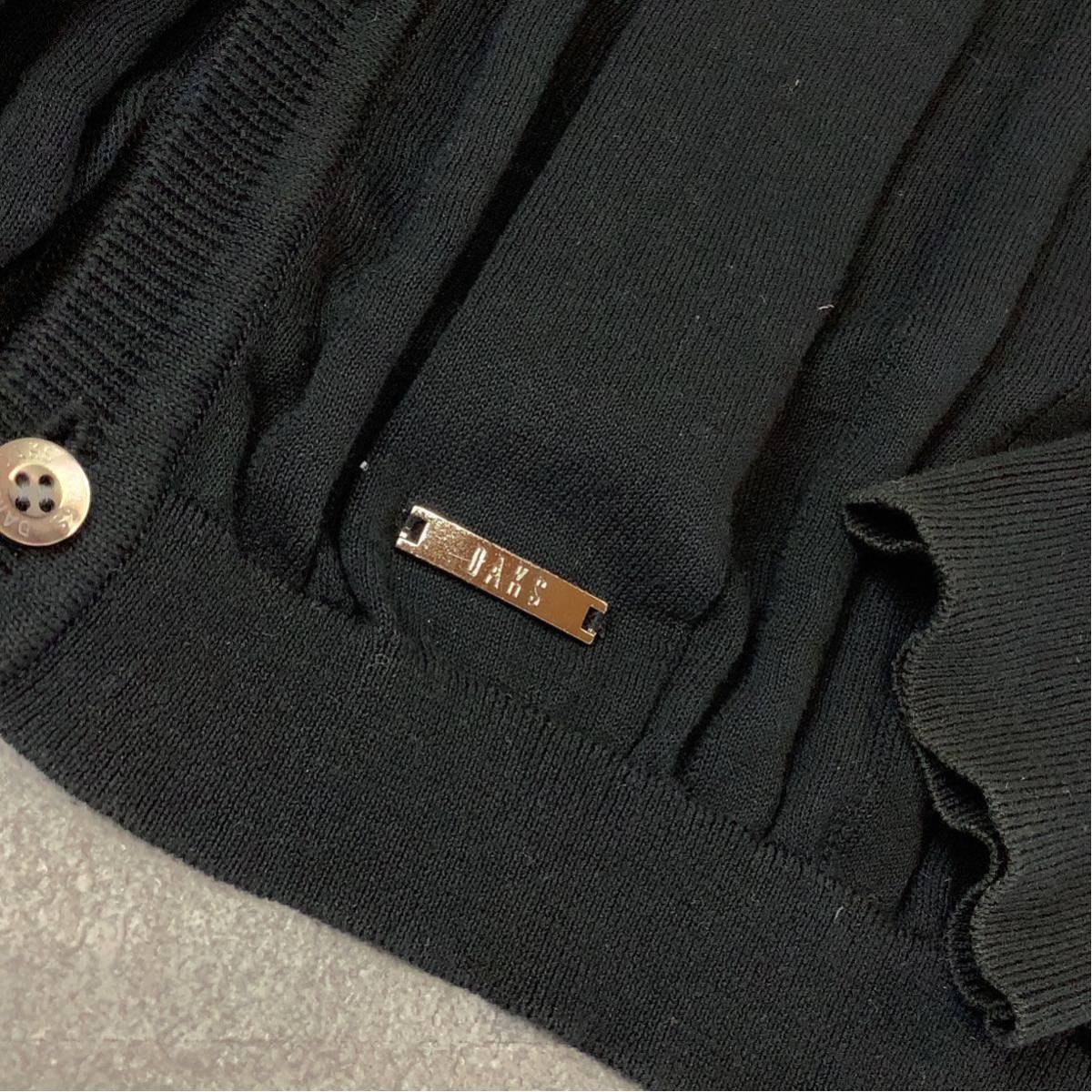 DAKS GOLF ダックスゴルフ ストライプ コットン ニットカーディガン メンズ Mサイズ ブラック_画像6