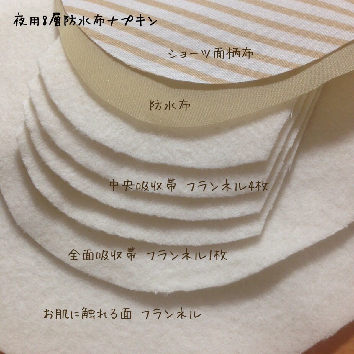 【フランネル】夜用防水8層布ナプキン 35cm 無添加・無漂白_画像4