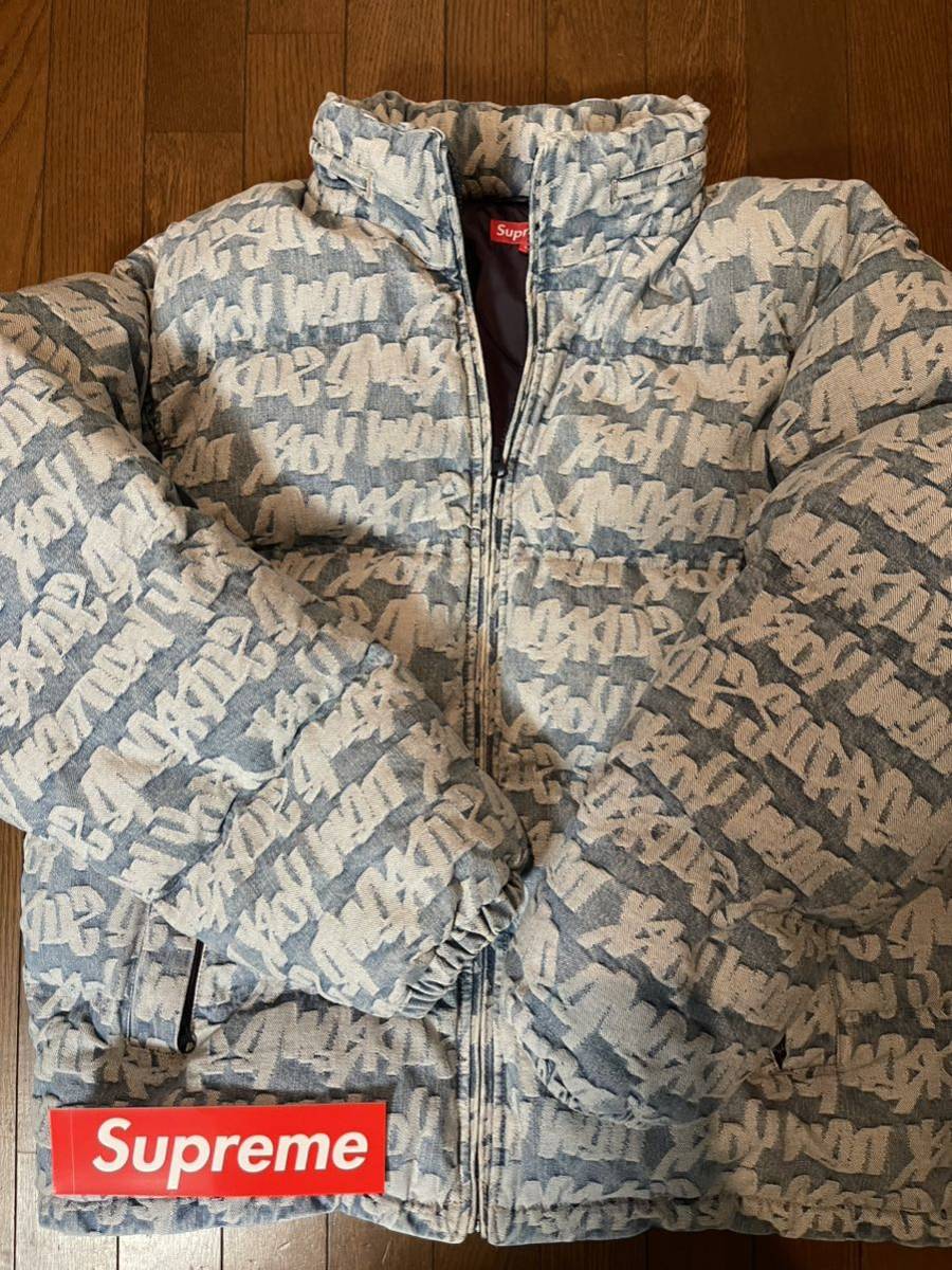 【XL】22SS Supreme Fat Tip Jacquard Denim Puffer Jacket