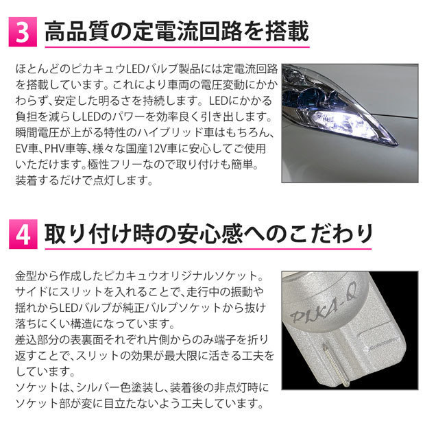 ダイハツ ミラ (L275/285S) 対応 LED ポジションランプ T10 SMD5連 90lm ホワイト アルミ基板搭載 2個 車幅灯 2-B-5_画像3