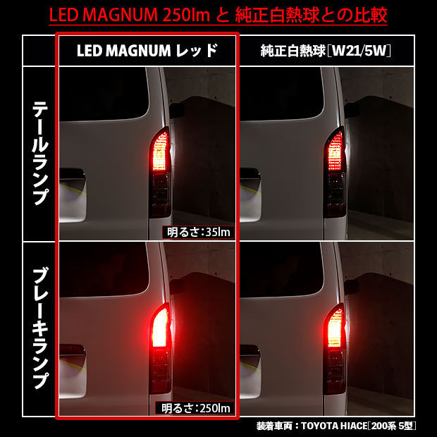 トヨタ タウンエース バン (S402M/412M) 対応 LED テール＆ストップランプ T20D マグナム 250lm レッド 2個 11-I-12_画像3
