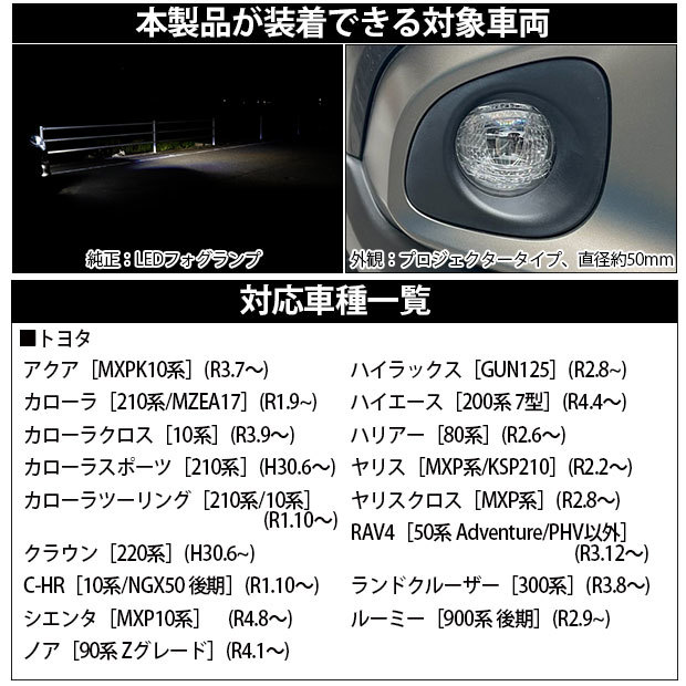 トヨタ カローラスポーツ(NRE/ZWE210系) 対応 H11 LED ガラスレンズ フォグランプキット 純正 MICRO 凌駕L8500 8500lm ホワイト 44-B-3_画像2