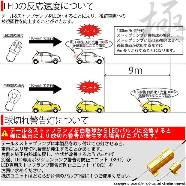 ダイハツ タントカスタム (L375S/385S 前期) 対応 LED テール＆ストップランプ S25 BAY15d 極-KIWAMI- 130lm レッド 2個 7-A-8_画像5