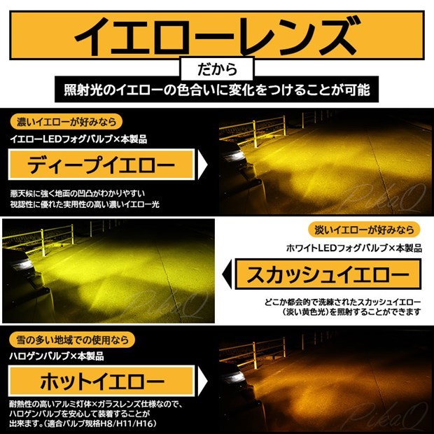 トヨタ 純正 H16 LED 対応 イエローガラスレンズ フォグランプキット 防水 Eマーク HID対応 バルブ別売 黄色 H8 H11 H16 44-F-1_画像4