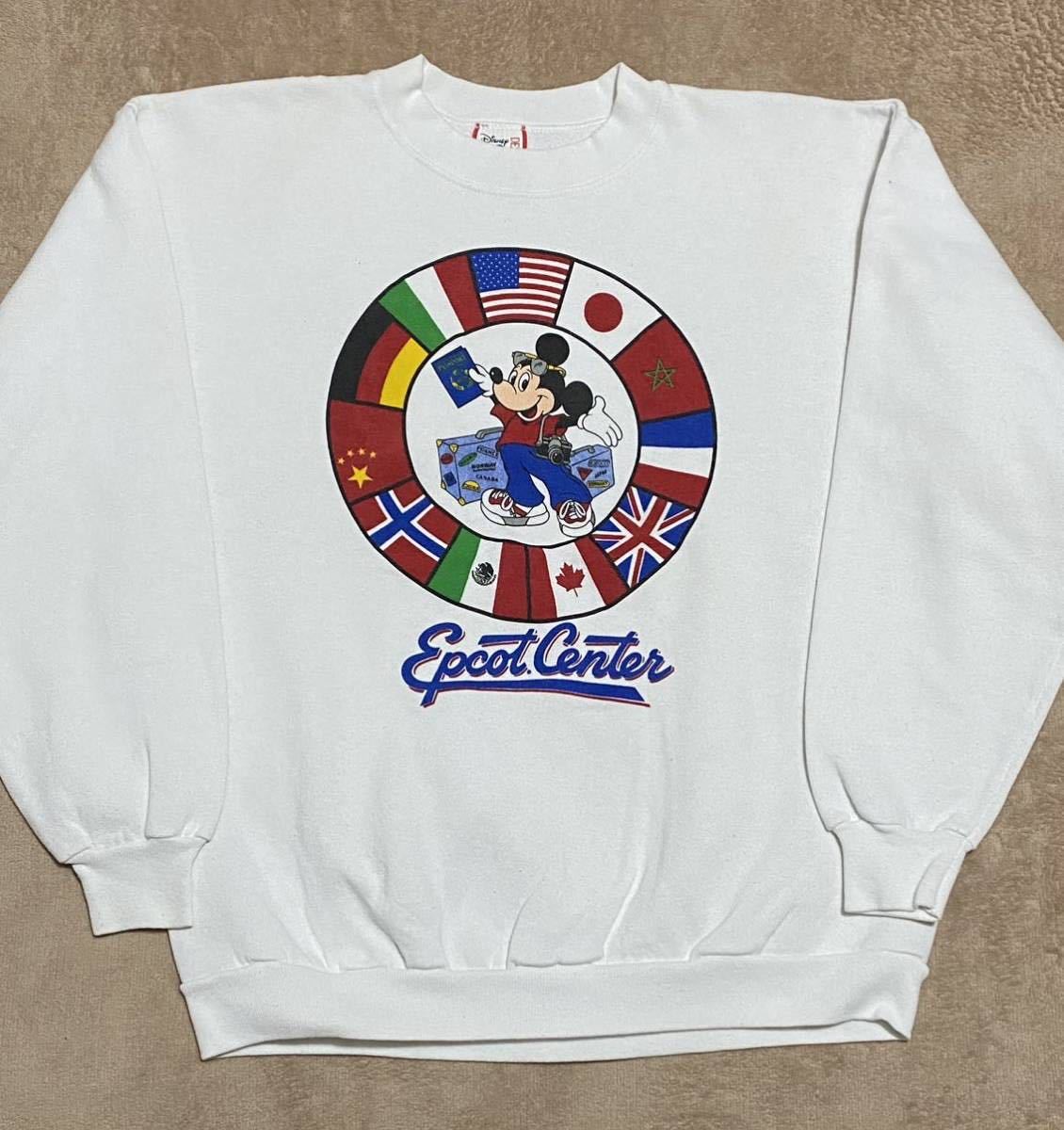 90's DISNEY DESIGNS ミッキーマウス EPCOT CENTER プリント スウェット トレーナーXLサイズ USA製 ビンテージ古着 80年代 80's 90年代の画像2