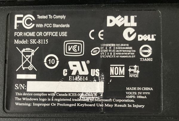 DELL SK-8115 日本語キーボード 有線対応 109キーUSB接続 動作確認品_画像7