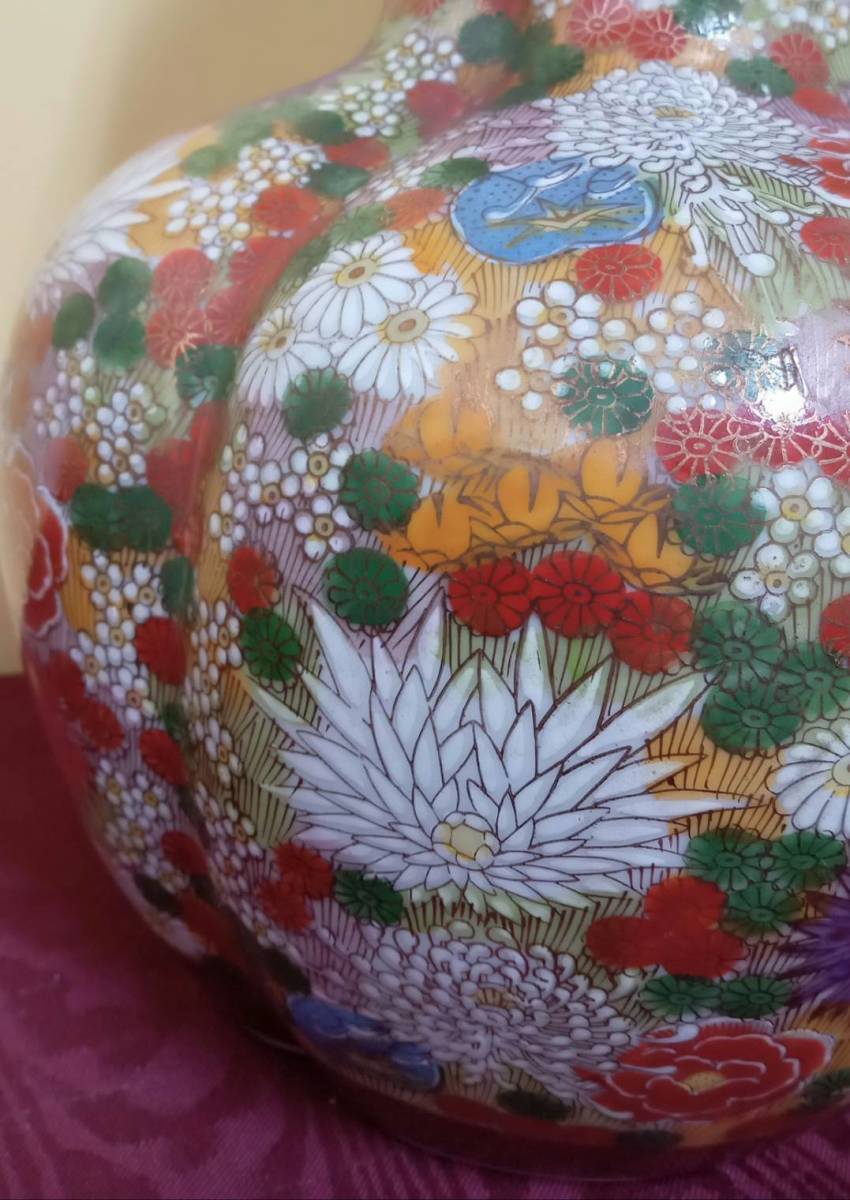 【薩摩藩 瓢箪型 花瓶】陶器 レトロ 花器【A9-4】1221_画像3