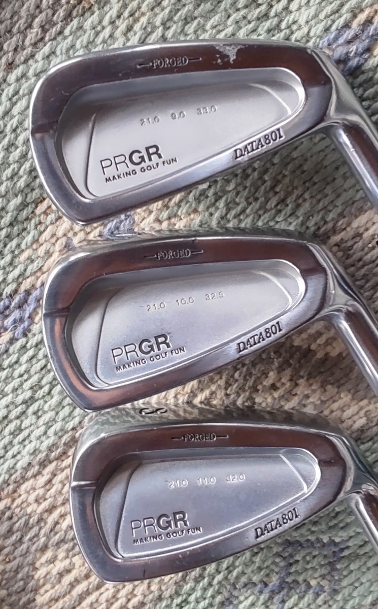 ◆◆ 希少な美品! 三浦技研製造 !!!◆◆ PRGR DATA801 FORGED 高級カーボン S ◆◆豪華１０本組!!!_上から6、7、8番