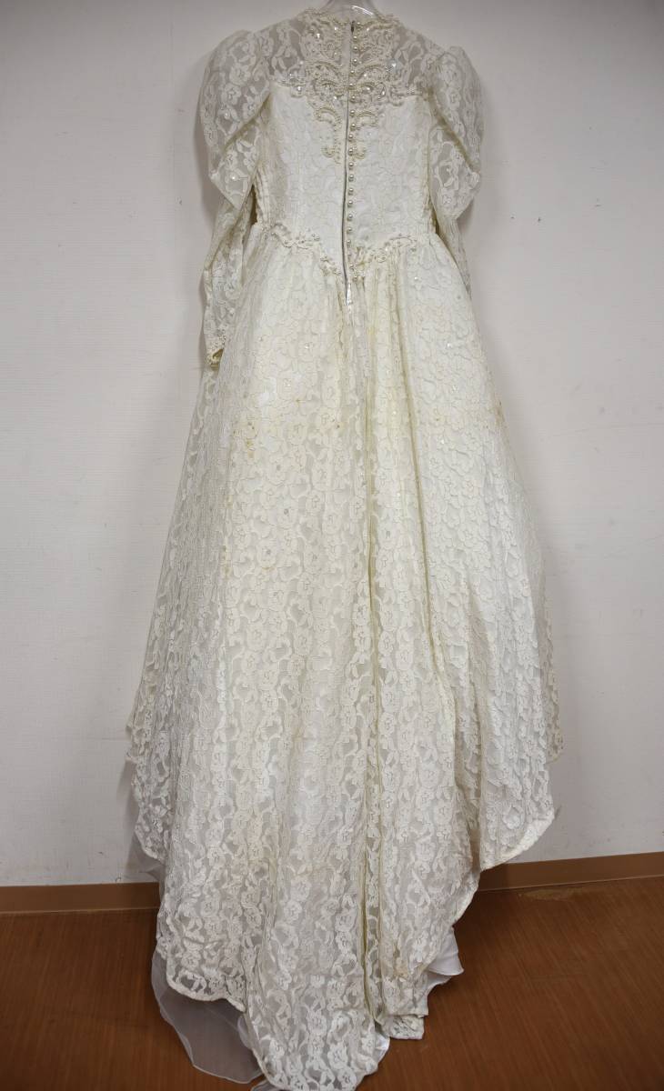 EY12-51 現状品 ウエディングドレス ドレス ホワイト ブライダル | リメイク用 練習用 デザイン | サイズ不明 長期保管品_画像5