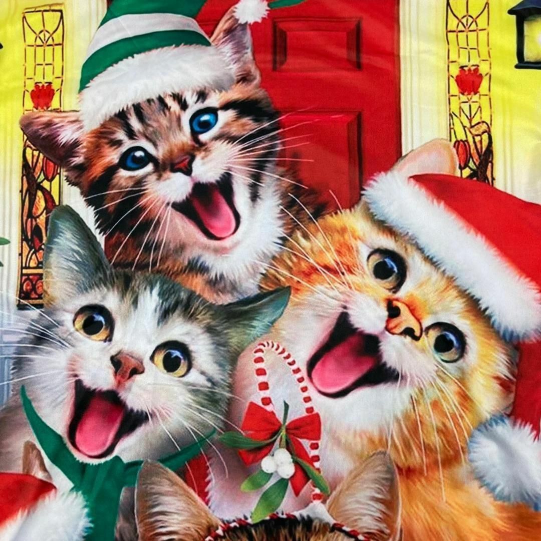 猫Ｔシャツ 総柄 カラフル 派手 クリスマス 収納 アニマル マルチ